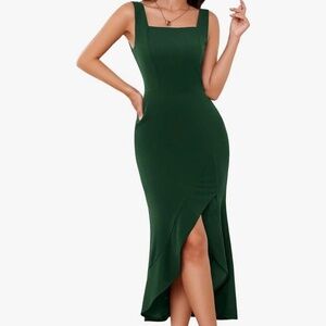 Cocktail Dress - Square Neck Midi Bodycon - Small (NWOT)